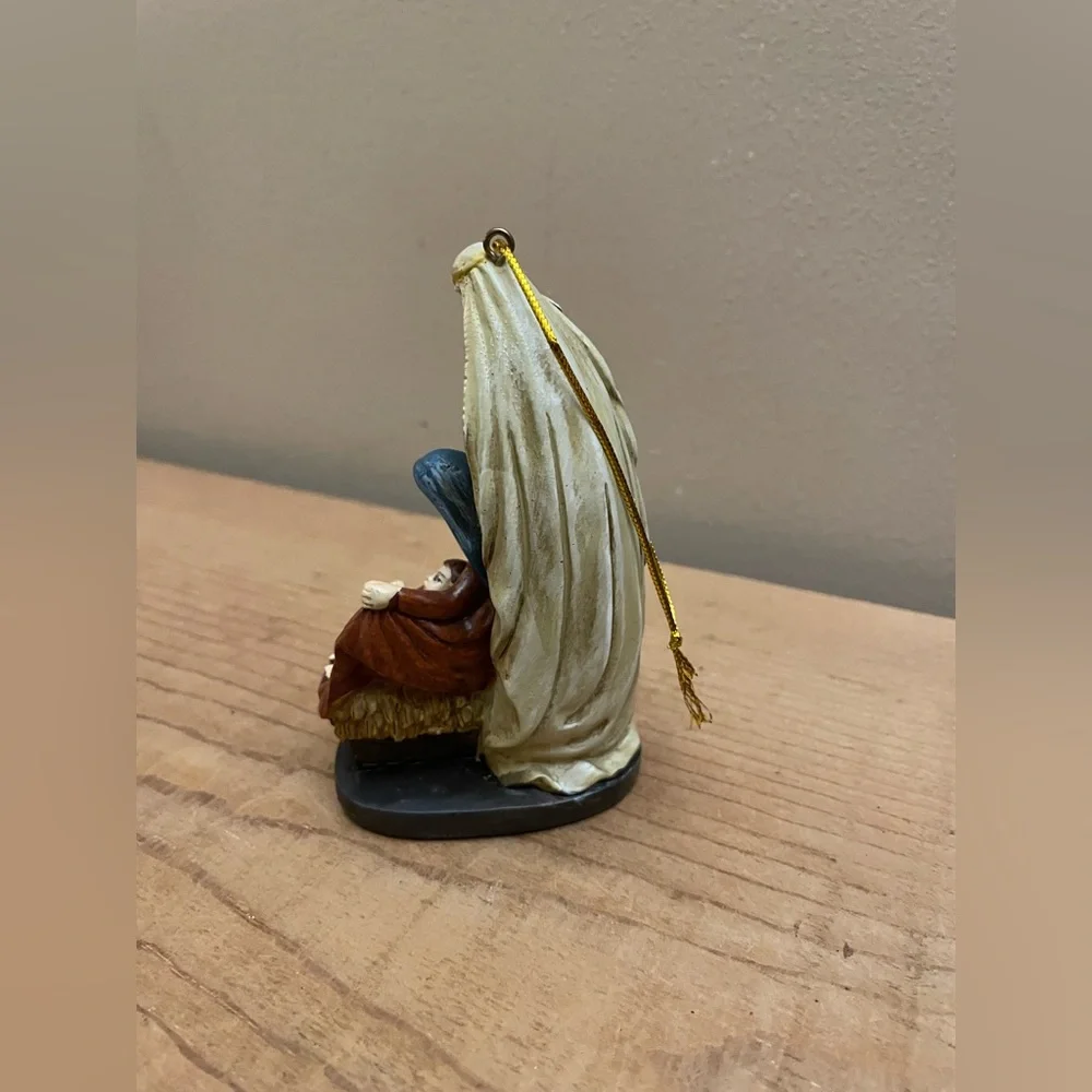 Vintage Handpainted Wood Christmas Nativity Ornament
